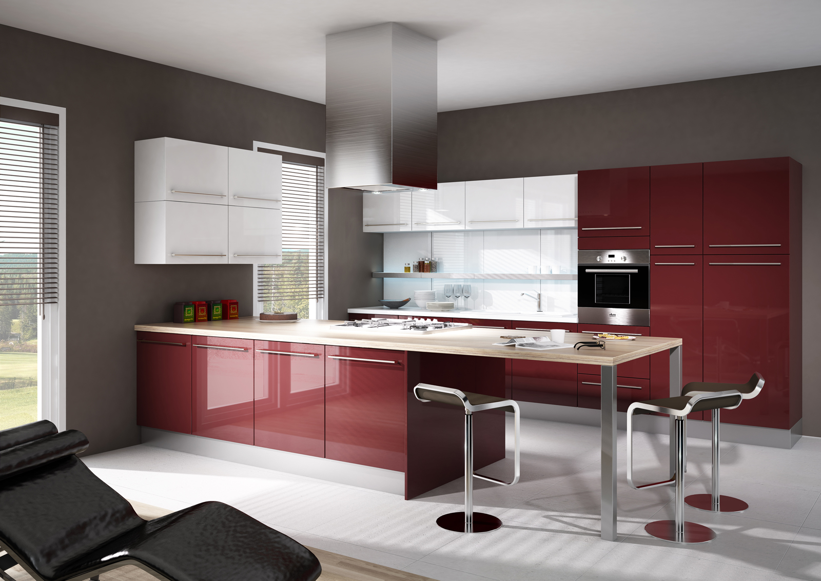 Cuisine bordeaux et beige: cuisine grise et rouge. cuisine ...